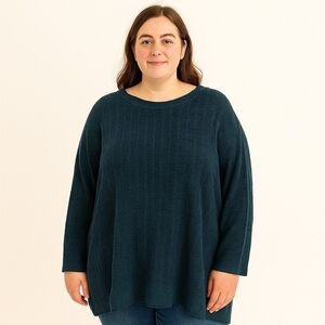 Lane Bryant Sweater Womens Size 26 28 Blue Pullover Tunic Viscose Cozy Oversized